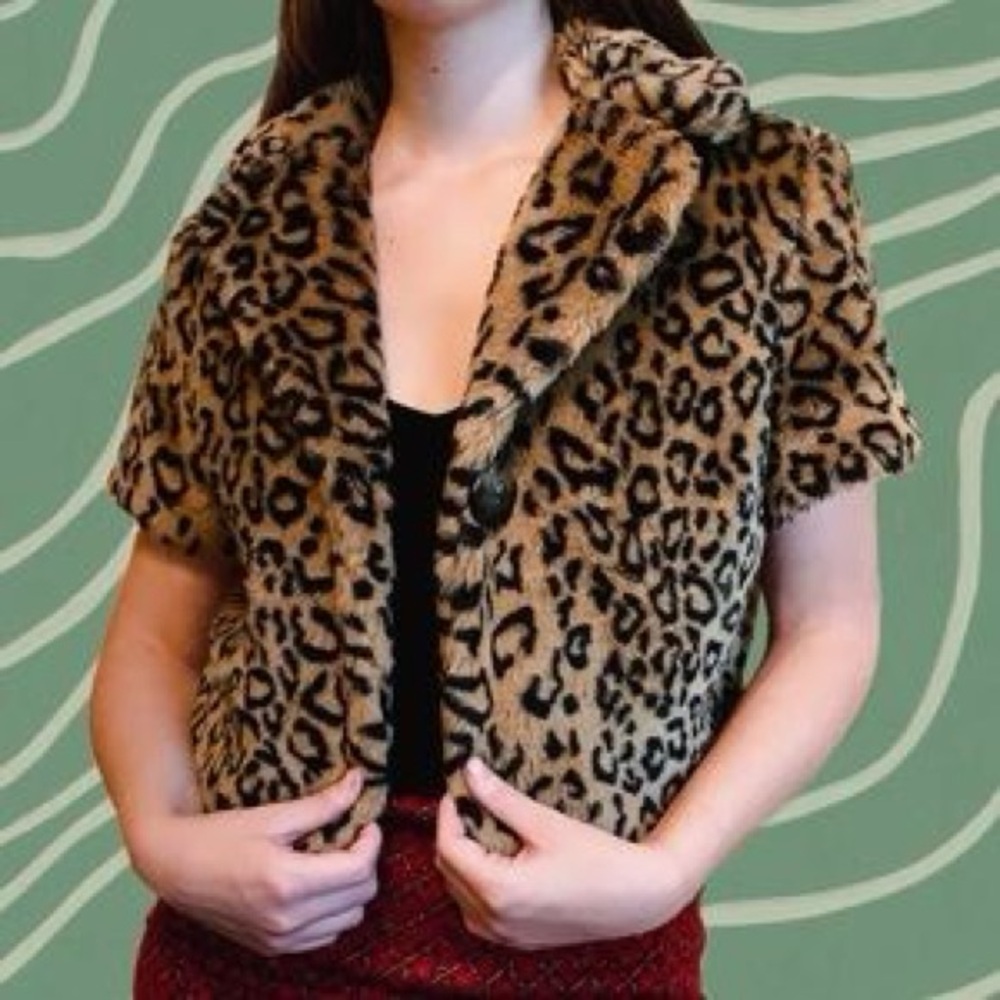 Leopard Print Faux Fur Short Jacket